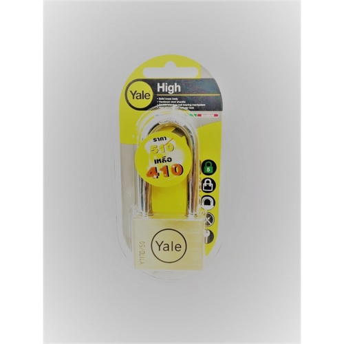 YALE กุญแจคล้องทองเหลือง ขนาด 50 มม.ห่วงยาว รุ่น Y117D/50/162/1 สีทองเหลือง