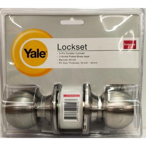 YALE ลูกบิดห้องทั่วไป หัวกลมสเตนเลส 304 จานใหญ่ รุ่น KN-VCA5227US32D สีสเตนเลส