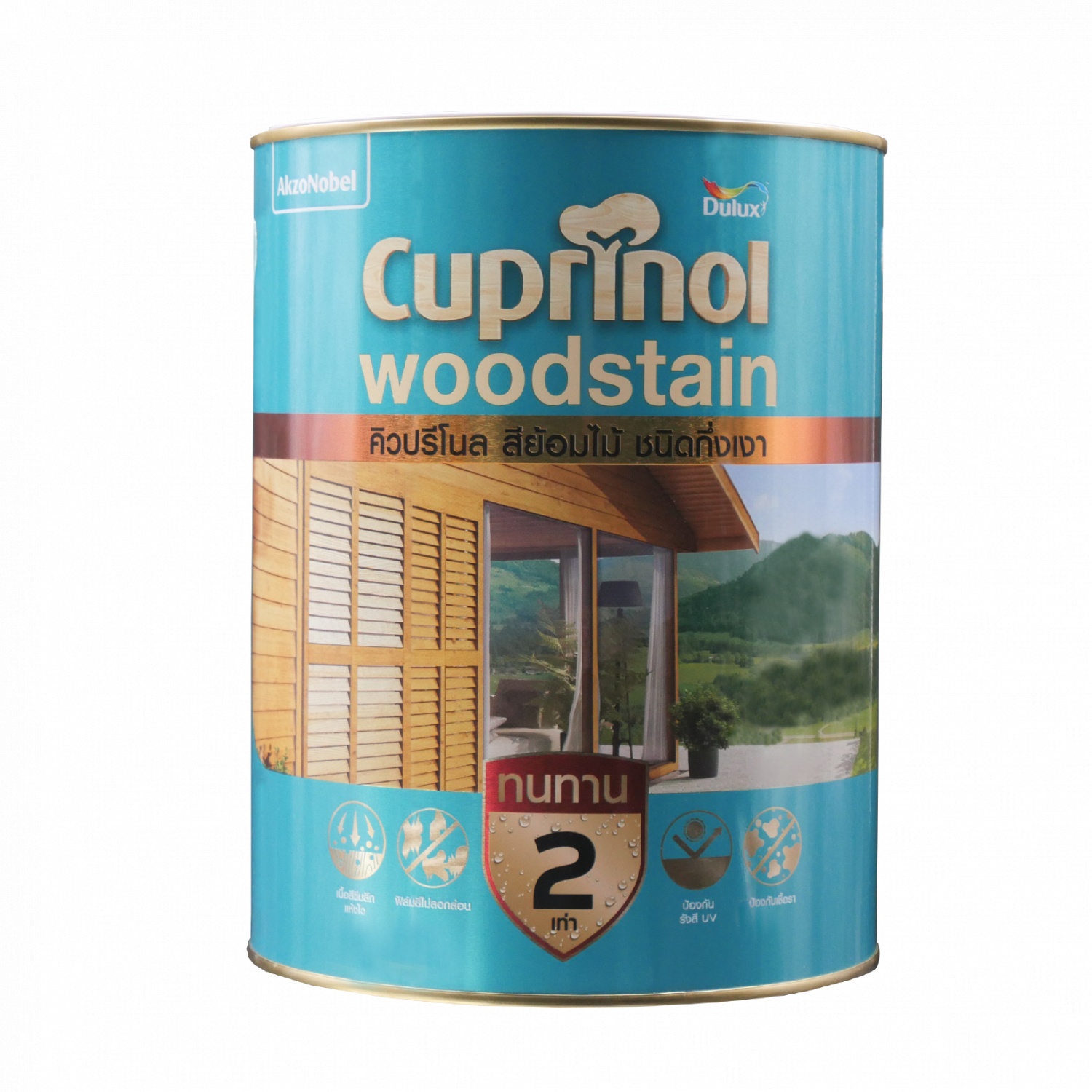 Dulux คิวปรีโนล สีย้อมไม้กึ่งเงา ขนาด 1 กล. สีไม้สัก