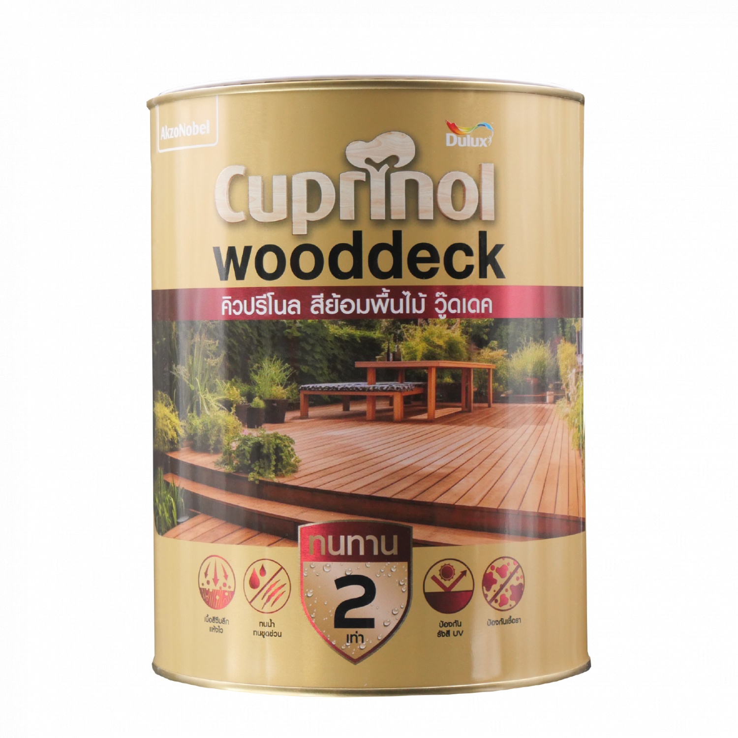 Dulux คิวปรีโนล สีย้อมพื้นไม้ด้าน ขนาด 1 กล. สีไม้สัก