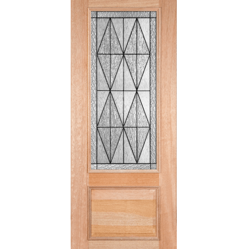 ประตูไม้สยาแดงลูกฟักพร้อมกระจก LOTUS-14 80x200cm. MASTERDOOR