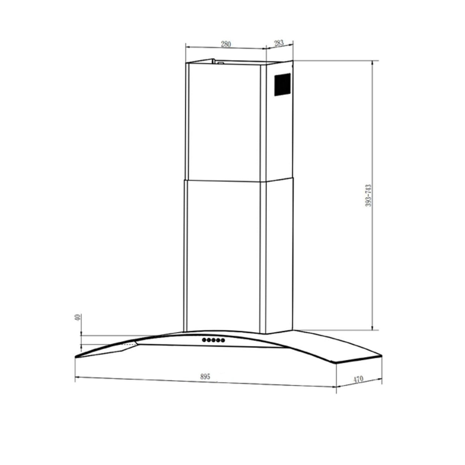 TECNOSTAR เครื่องดูดควันแบบติดผนัง  TNS HD 3490 BB ขนาด 90 ซม.สีดำ