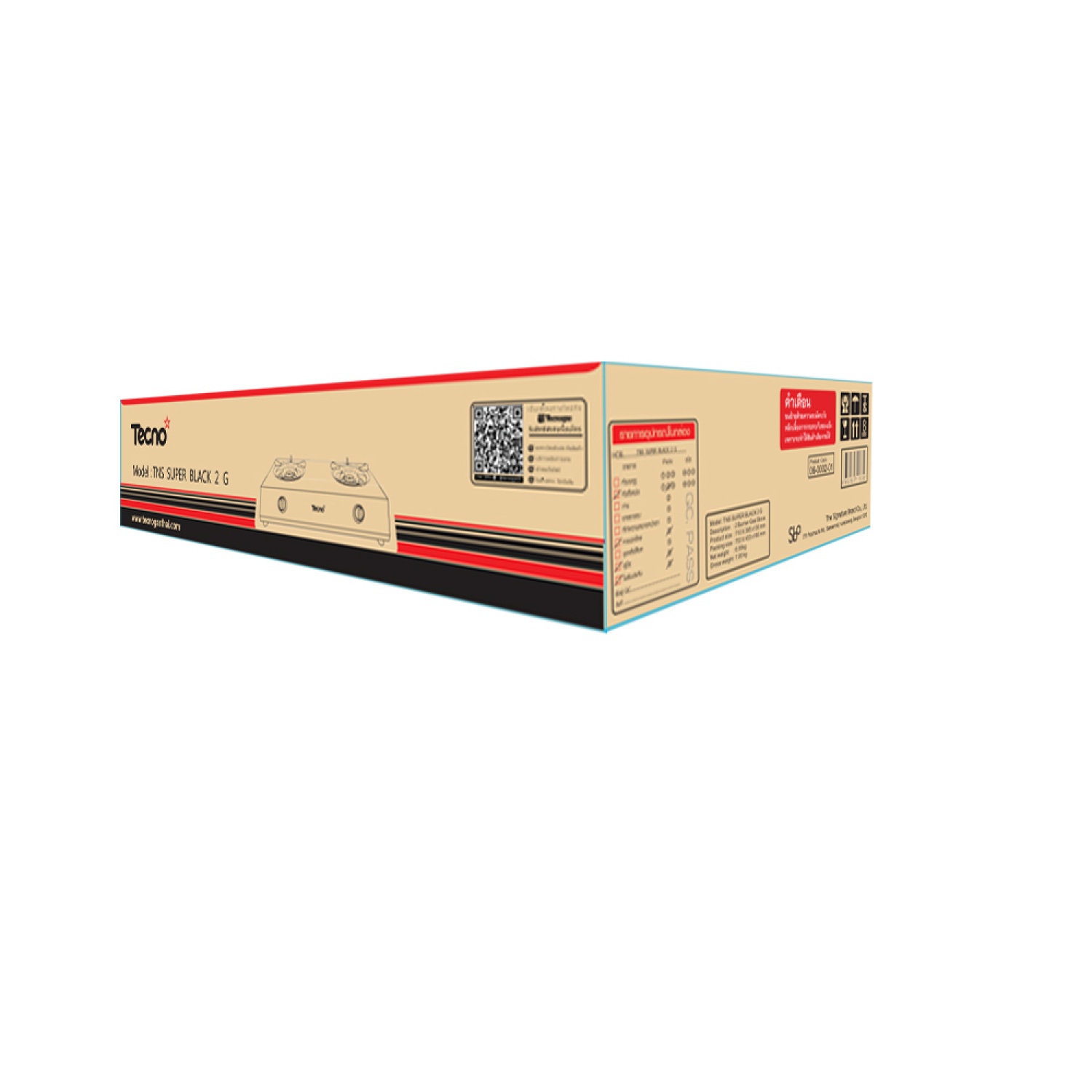 TECNOSTAR เตาแก๊สตั้งโต๊ะ  2 หัวเตา TNS Super Black 2 G สีดำ