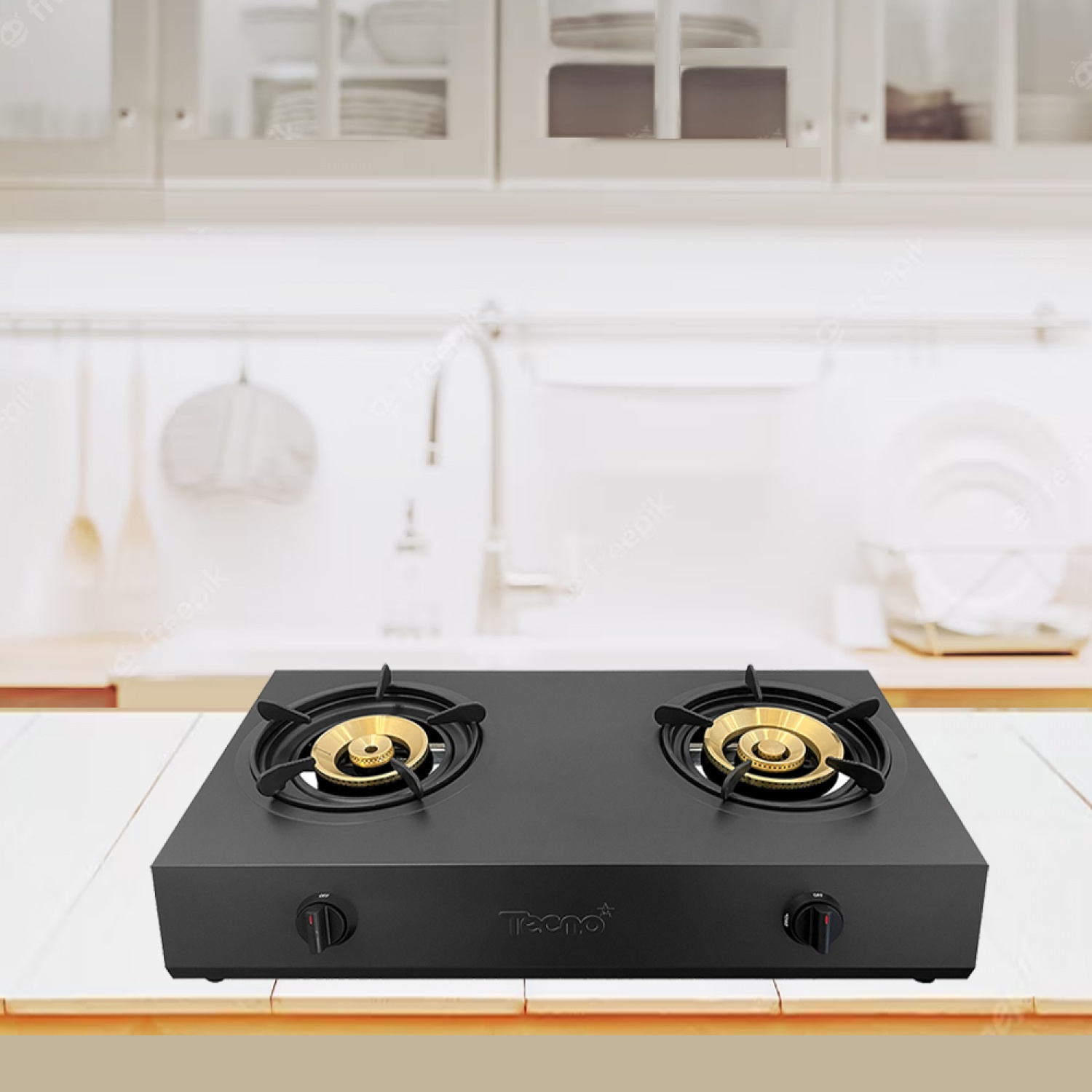 TECNOSTAR เตาแก๊สตั้งโต๊ะ  2 หัวเตา TNS Super Black 2 G สีดำ