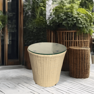 (1/2)SUMMER SETโต๊ะ outdoor อลูมิเนียม Kood ขนาด 45x45x45 ซม. สีเบจ