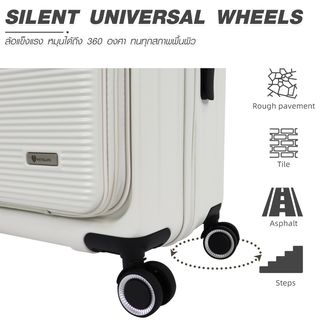 WETZLARS กระเป๋าเดินทาง ขนาด 28 นิ้ว พร้อมช่องใส่ของด้านหน้า รุ่น Spring-02 ขนาด 29x51x70 ซม.  สีขาวไวท์พีทอล