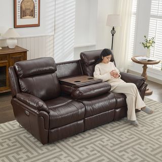  PULITO เก้าอี้พักผ่อนหนังแท้ปรับระดับไฟฟ้า 3 ที่นั่ง รุ่น Zander ขนาด 227x99.5x104 ซม. สีน้ำตาลเข้ม