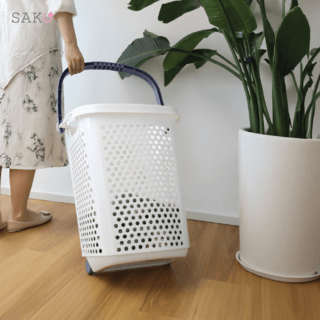 SAKU ตะกร้าล้อลากสูง มีหูหิ้ว60L รุ่น TG51166 ขนาด 50 x 38 x 62 สีขาว