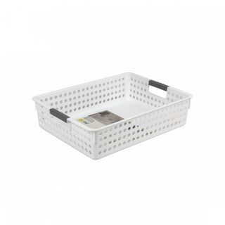 GOME ตะกร้าอเนกประสงค์ทรงเหลี่ยม รุ่น Circle TG54414W ขนาด 21x30x8.5 ซม.(4.5L) สีขาว