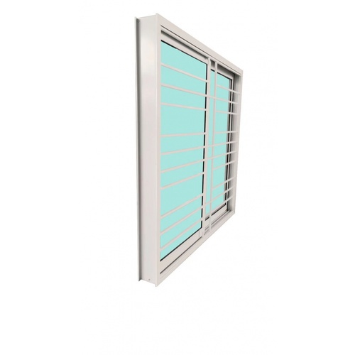 WELLINGTAN (LIKE) หน้าต่างอะลูมิเนียมติดเหล็กดัด บานเลื่อน SS N-ICWG1211-2P 120x110ซม. สีขาว พร้อมมุ้ง