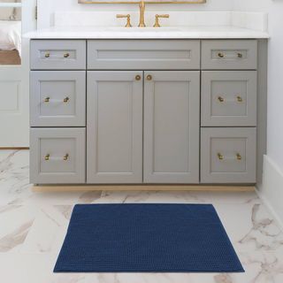 COZY พรมเช็ดเท้าขนนุ่ม รุ่น GINA02 ขนาด 50x80×1.1ซม. สีน้ำเงิน