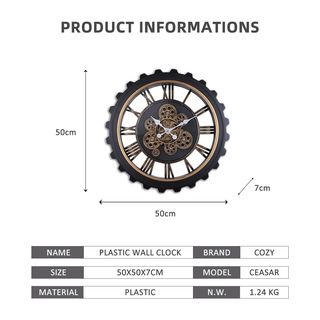 COZY นาฬิกาแขวนผนัง  รุ่น CEASAR  ขนาด 50x50x7 ซม. สีดำ