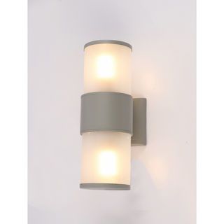 EILON โคมไฟติดผนังโมเดิร์น ทรงกระบอกกลม 2*E27 ขนาด 10.8x30cm IP65 รุ่น MVW027-D(G) สีเทา