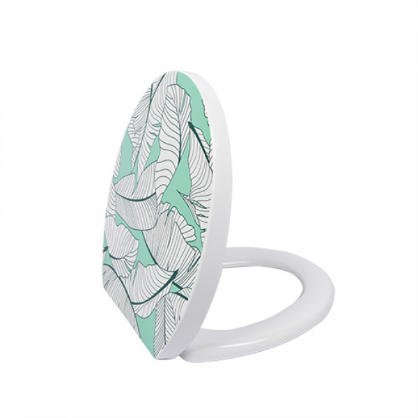 Verno ฝารองนั่งโถสุขภัณฑ์ V shape Soft close รุ่น โอลีฟ BSS0028A ลายใบไม้ สีเขียว