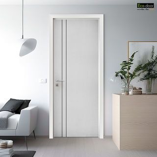 ECO-DOOR  ประตูภายใน UPVC เอ็กซ์ทรูชั่น  รุ่น PE4 ขนาด 80x200 ซม. สีขาว (เจาะลูกบิด)