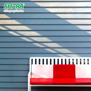 เฌอร่า ไม้ฝา รุ่นขอบตรง ลายสัก 0.8x20x400ซม. สีธรรมชาติ