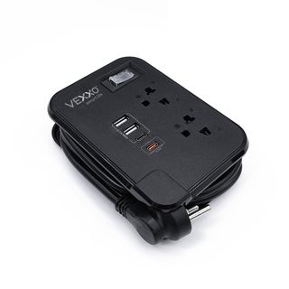 VOX รางปลั๊กไฟ 2 ช่อง 1 สวิตซ์  2 USB 2 Type C PD20W Fast charge รุ่น  F5ST3-NOB2-2134 1 เมตร. สีดำ