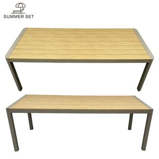 SUMMER SET โต๊ะสนามอลูมิเนียม รุ่น LECCO-O ขนาด 90x180x75 ซม. สีไม้โอ๊ค