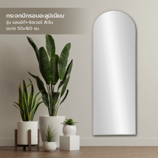 Nice กระจกมีกรอบอะลูมิเนียม รุ่น แอนนิก้า-ซิลเวอร์ ขนาด 50x160 ซม. สีเงิน 
