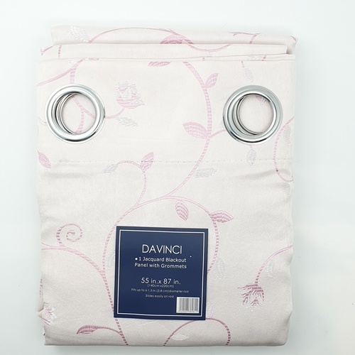 DAVINCI ผ้าม่านประตูทึบแสงพิมพ์ลาย รุ่น WT-17071-PKD ขนาด 140x220ซม.สีชมพู