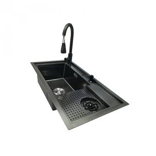 KOCH KITCHEN อ่างล้างจานฝังบน 1 หลุมไม่มีที่พัก 304SS 80X45X22 ซม. SMART สีดำ