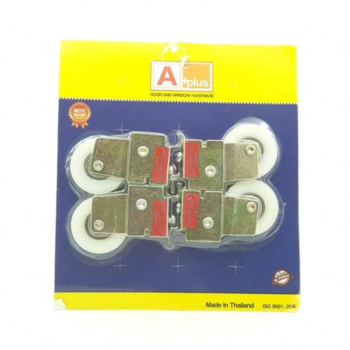A-PLUS ล้อบานเลื่อนโพลี (สติ๊กเกอร์แดง) 4ชิ้น/แพ็ค สีขาว
