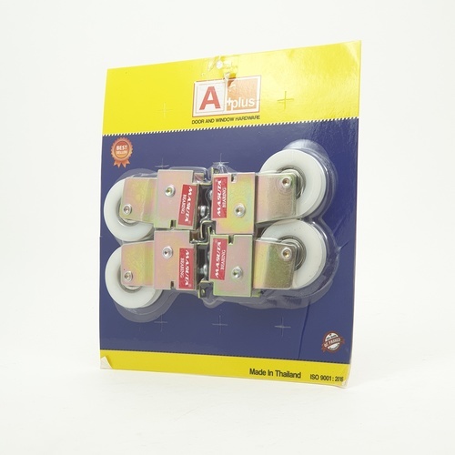 A-PLUS ล้อบานเลื่อนโพลี (สติ๊กเกอร์แดง) 4ชิ้น/แพ็ค สีขาว