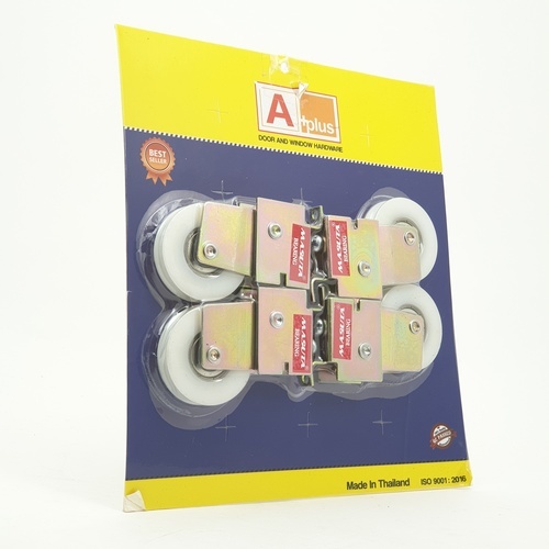 A-PLUS ล้อบานเลื่อนโพลี (สติ๊กเกอร์แดง) 4ชิ้น/แพ็ค สีขาว