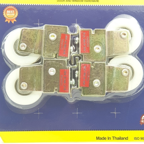A-PLUS ล้อบานเลื่อนโพลี (สติ๊กเกอร์แดง) 4ชิ้น/แพ็ค สีขาว