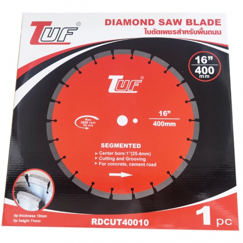 TUF ใบตัดเพชรสำหรับพื้นถนน ขนาด  400x25.4x10x11mm (16นิ้ว) รุ่น RDCUT40010