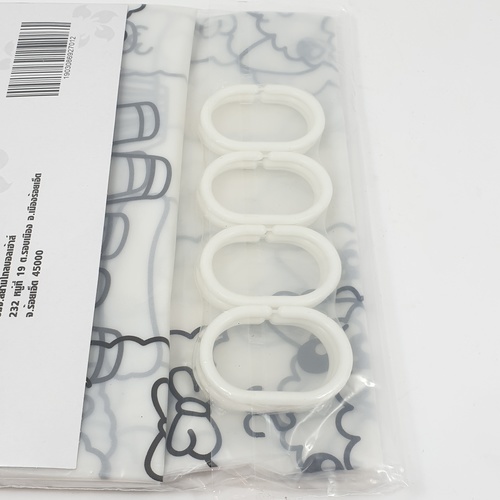 Primo ผ้าม่านห้องน้ำ PEVA ลายอัลปาก้า รุ่น DF018 ขนาด 180x180 ซม. สีขาว