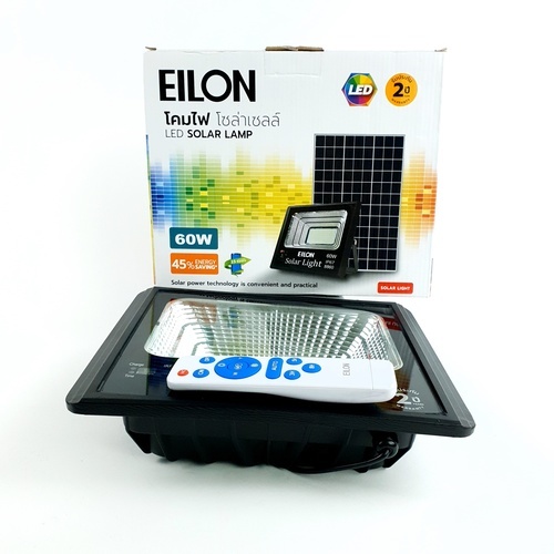 EILON โคมฟลัดไลท์โซลาร์เซลล์ 60W รุ่น HQ-60WTGD-TYN แสงเดย์ไลท์