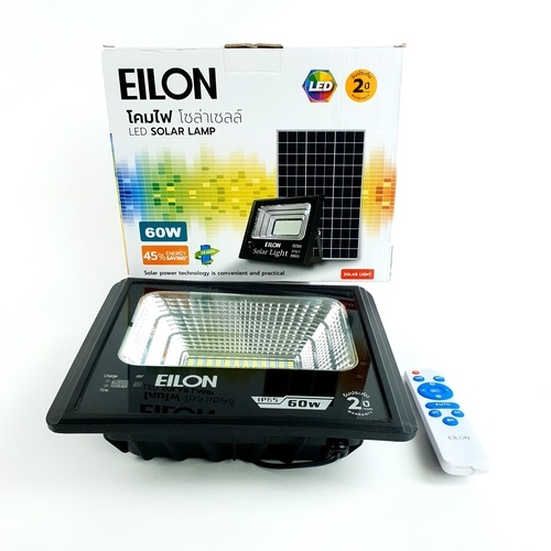 EILON โคมฟลัดไลท์โซลาร์เซลล์ 60W รุ่น HQ-60WTGD-TYN แสงเดย์ไลท์