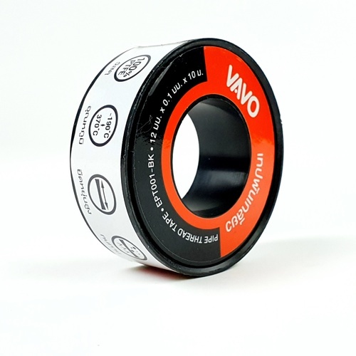 VAVO เทปพันเกลียว 12มม.x0.1มม.x10ม. รุ่น EPT001-BK สีขาว