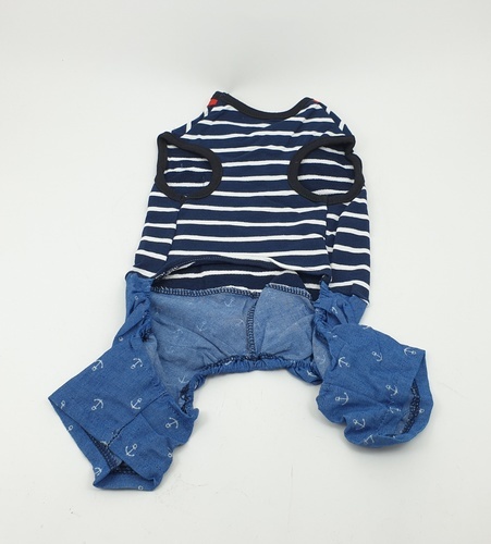 ชุดกางเกงขาจั๊มสัตว์เลี้ยง รุ่นCL065M ไซส์M ขนาด 12นิ้ว สีน้ำเงิน DUDUPETS