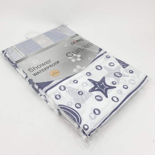 Primo ม่านห้องน้ำโพลีเอสเตอร์ ลายปลาดาว รุ่น DDDF02 ขนาด 180×180 ซม. สีม่วง