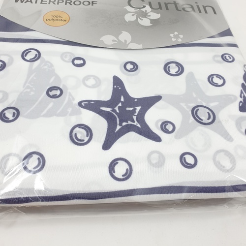 Primo ม่านห้องน้ำโพลีเอสเตอร์ ลายปลาดาว รุ่น DDDF02 ขนาด 180×180 ซม. สีม่วง