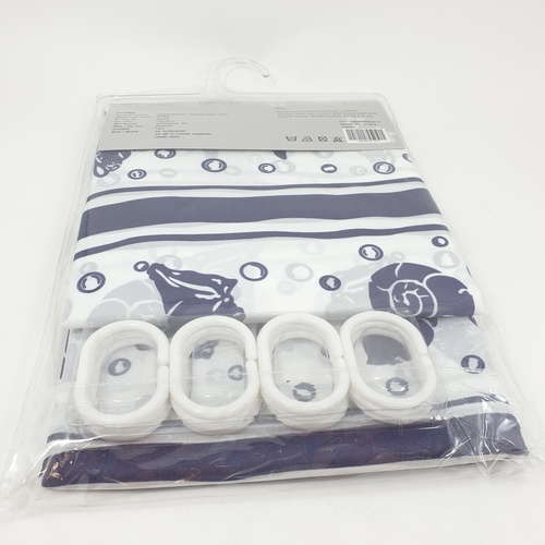 Primo ม่านห้องน้ำโพลีเอสเตอร์ ลายปลาดาว รุ่น DDDF02 ขนาด 180×180 ซม. สีม่วง