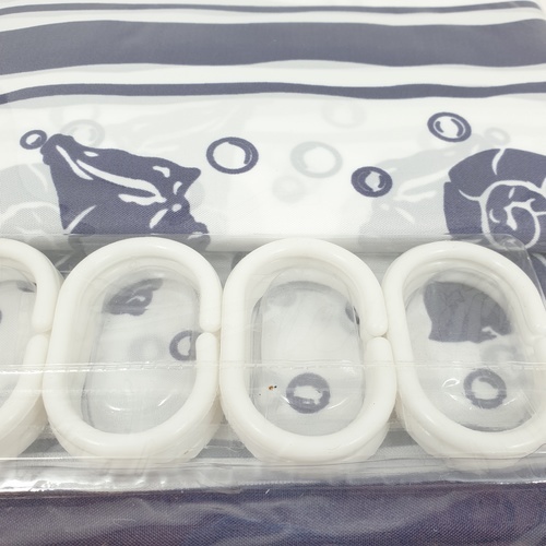 Primo ม่านห้องน้ำโพลีเอสเตอร์ ลายปลาดาว รุ่น DDDF02 ขนาด 180×180 ซม. สีม่วง