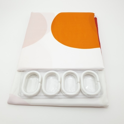 Primo ม่านห้องน้ำโพลีเอสเตอร์ ลายกราฟฟิก รุ่น DDDF03 ขนาด 180×180 ซม. สีส้ม