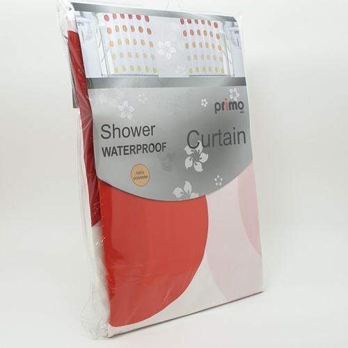 Primo ม่านห้องน้ำโพลีเอสเตอร์ ลายกราฟฟิก รุ่น DDDF03 ขนาด 180×180 ซม. สีส้ม