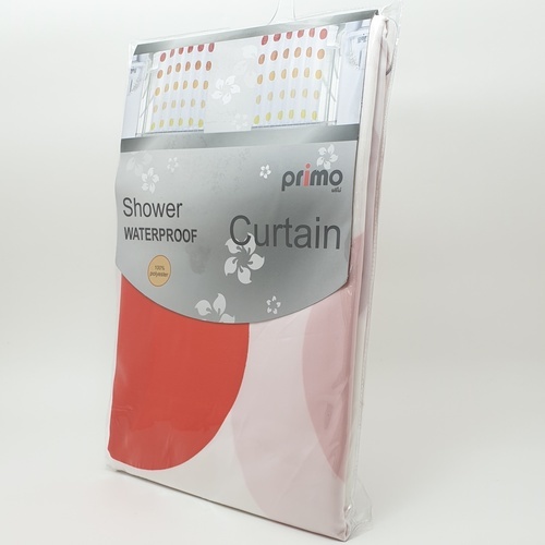 Primo ม่านห้องน้ำโพลีเอสเตอร์ ลายกราฟฟิก รุ่น DDDF03 ขนาด 180×180 ซม. สีส้ม