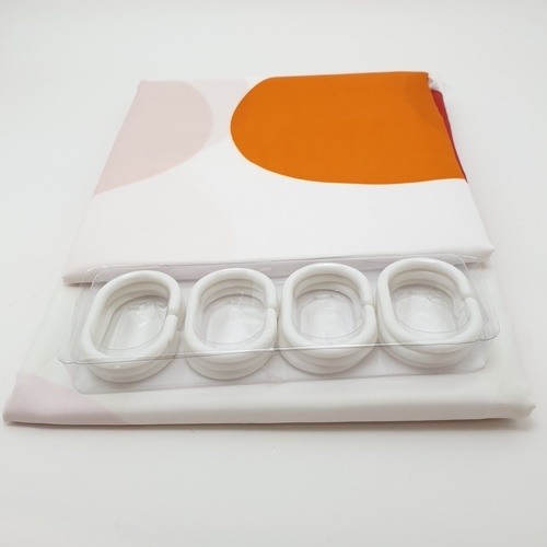 Primo ม่านห้องน้ำโพลีเอสเตอร์ ลายกราฟฟิก รุ่น DDDF03 ขนาด 180×180 ซม. สีส้ม