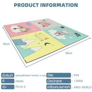 NINO WORLD ชุดแผ่นปูพื้นจิ๊กซอว์ Number (4 แผ่น) PD-01-2 ขนาด 60x60x1.2 cm. คละลาย