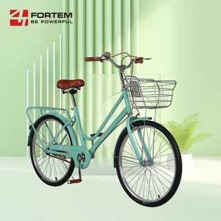 FORTEM จักรยานแม่บ้านตะกร้าเหล็ก รุ่น DAWN-07 ขนาด 24 นิ้ว สีเขียว (1/2)