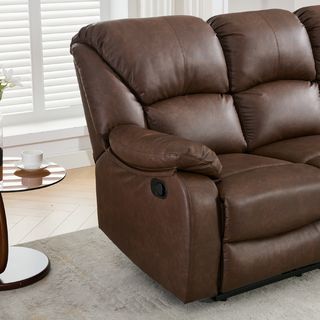 PULITO เก้าอี้พักผ่อนหนังสังเคราะห์ 3 ที่นั่ง รุ่น  KASTOR ขนาด 196x97-167x101-78 ซม. สีน้ำตาล