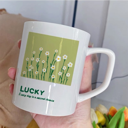 AILO แก้วเซรามิค 8 ซม. 350 มล. FLOWER-01 สีขาว