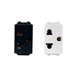 G-power เต้ารับกราวด์เดี่ยว ขากลมแบน 16A 1ช่อง สีขาว 