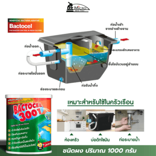 BACTOCEL จุลินทรีย์ชีวภาพสลายไขมัน (ชนิดผง) ขนาด 1000 กรัม รุ่น 3001