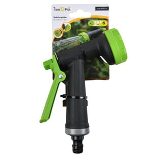 Tree O Plus ปืนฉีดน้ำอลูมิเนียมหุ้มพลาสติกปรับ5รูปแบบ รุ่นGLB-623013-0 สีเขียวดำ